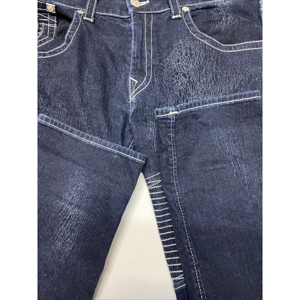 True Religion Men 38 Moto Skinny Run Stitch Denim‎